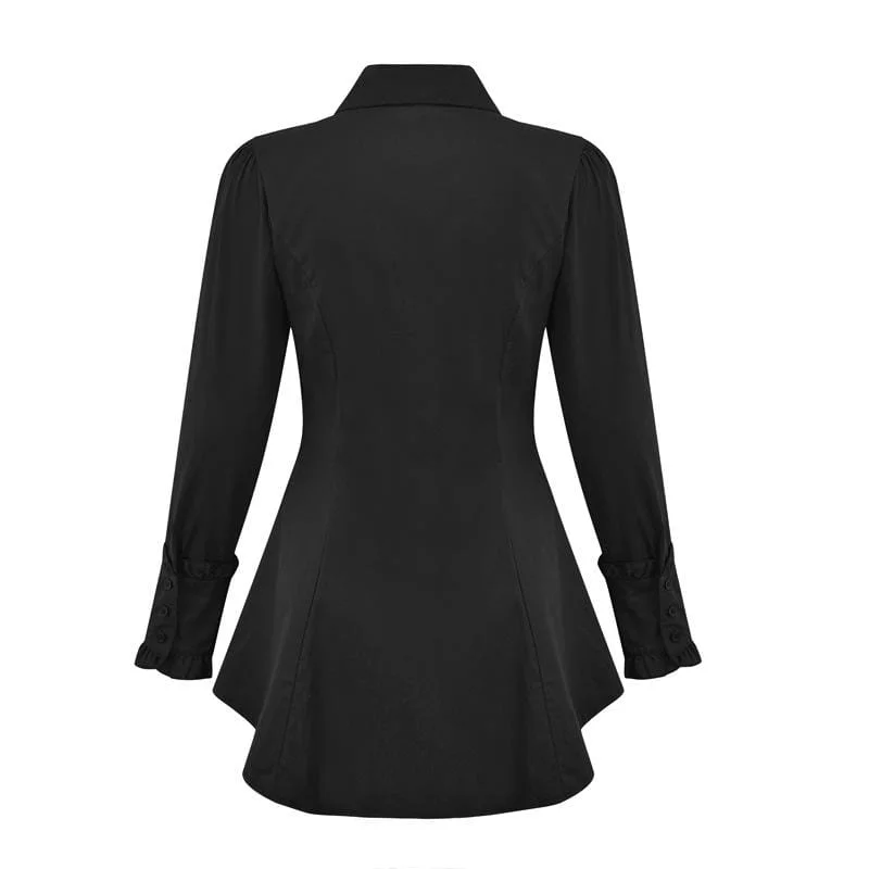 Women's Gothic Slim Fitted Falbala Splice Shirt