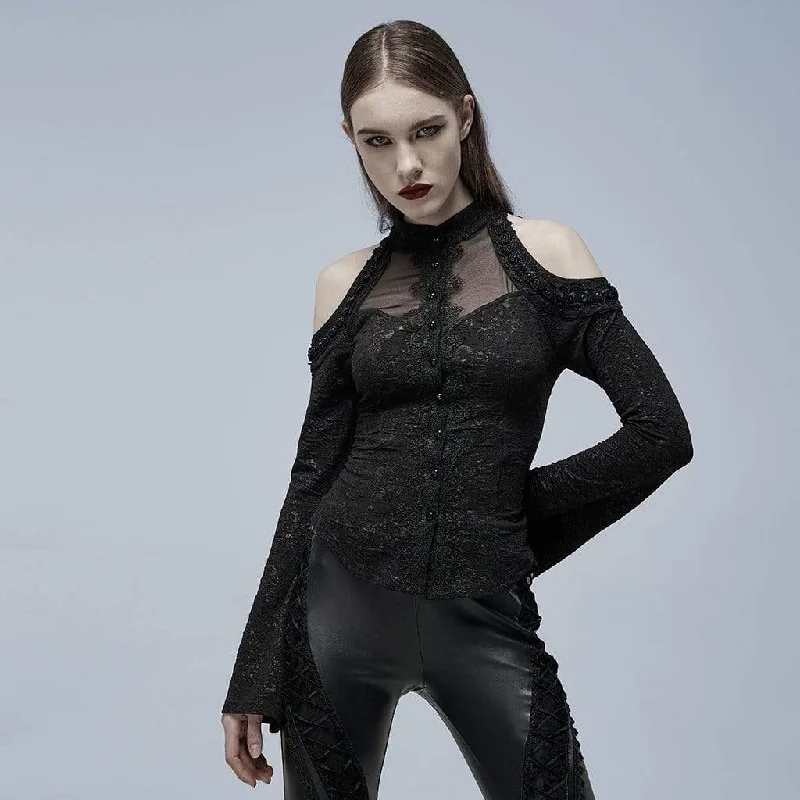 Women's Gothic Strappy Toned Horn Sleeved Shirt