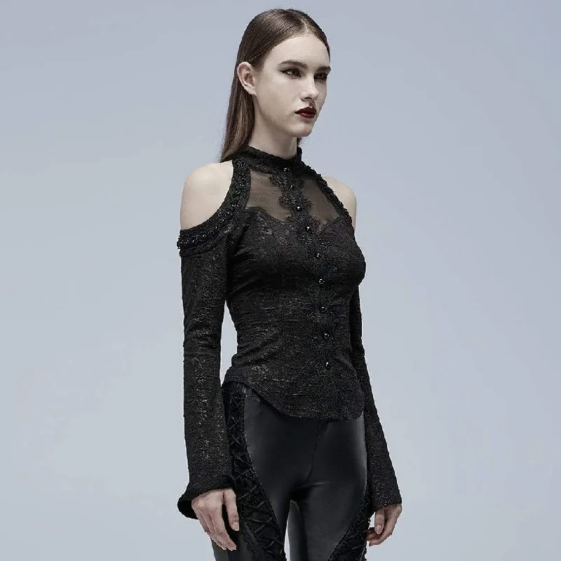 Women's Gothic Strappy Toned Horn Sleeved Shirt