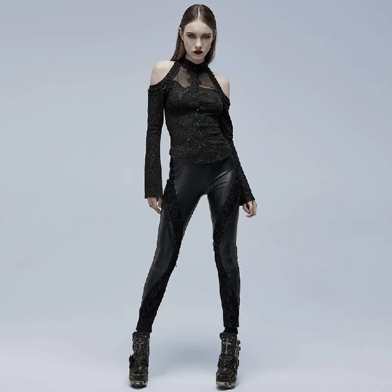 Women's Gothic Strappy Toned Horn Sleeved Shirt