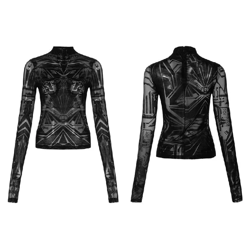 Women's Grunge Geometric Pattern Long Sleeve Shirts