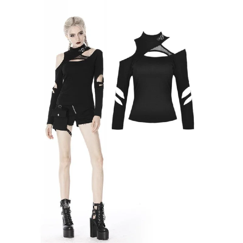 Women's Punk Halterneck Cutout Long Sleeved Top