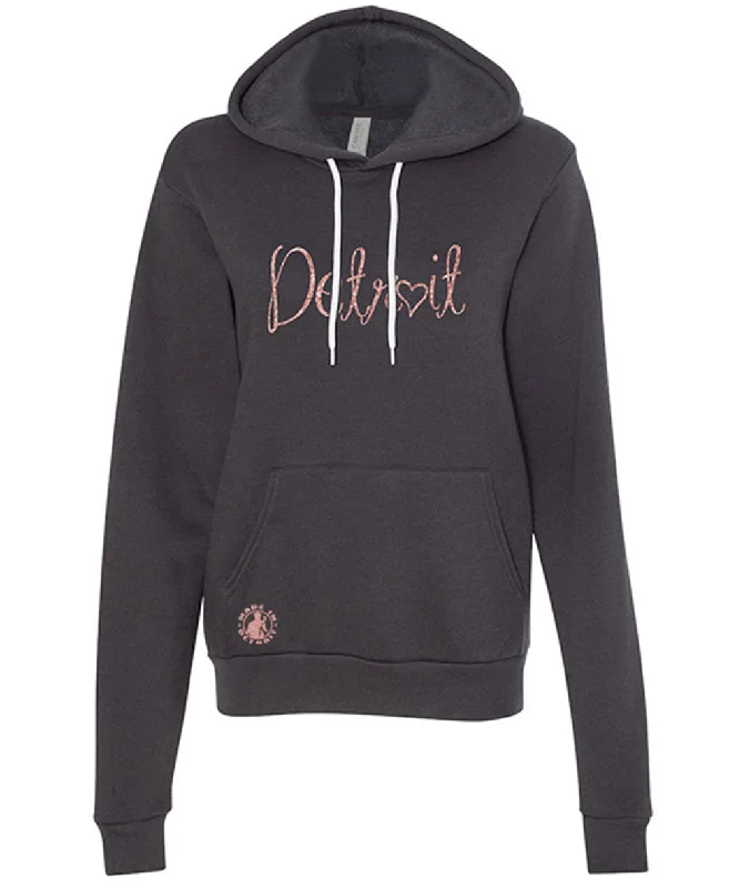 Detroit Rose Gold Script Dark Grey Pullover