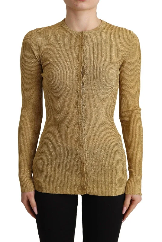 Dolce & Gabbana Glamorous Gold Snap-Button Cardigan