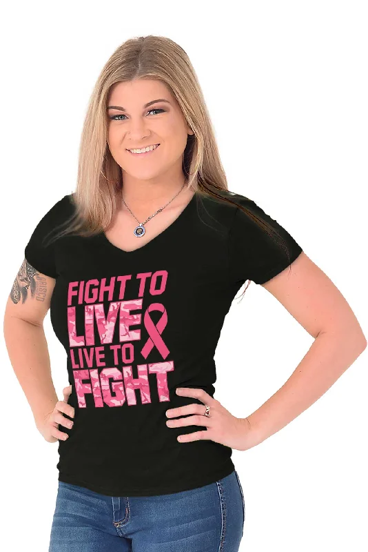 Breast Cancer Awareness Junior Fit V-Neck T Shirt