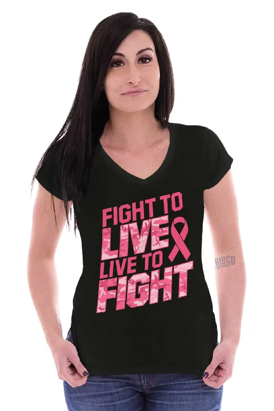 Breast Cancer Awareness Junior Fit V-Neck T Shirt