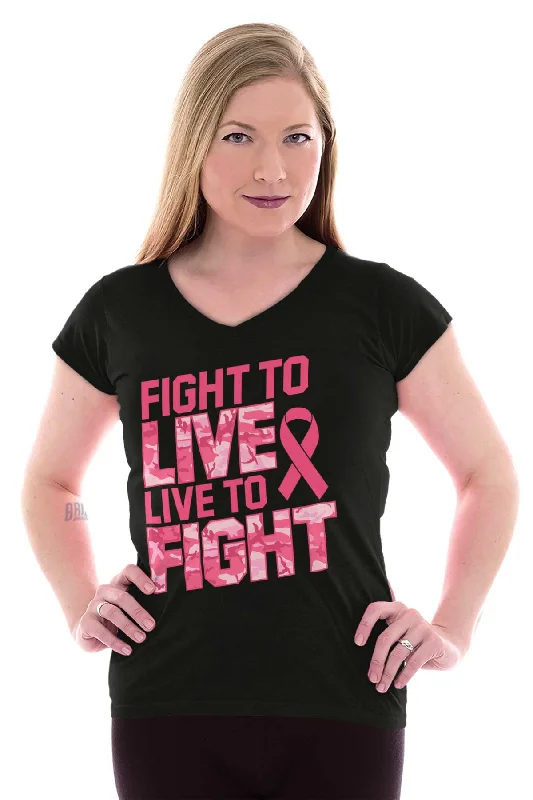 Breast Cancer Awareness Junior Fit V-Neck T Shirt