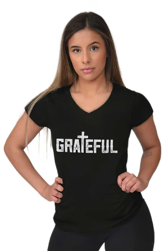 Grateful Junior Fit V-Neck T-Shirt