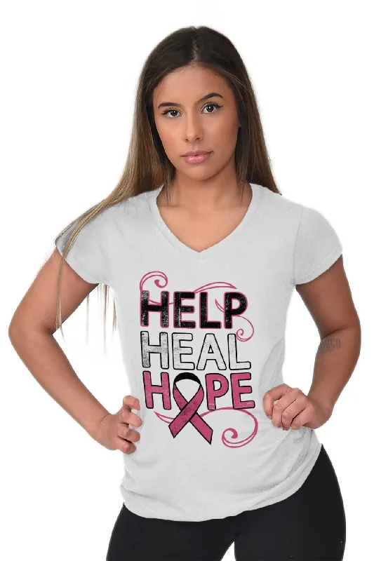 Breast Cancer Awareness Junior Fit V-Neck T Shirt