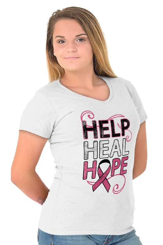 Breast Cancer Awareness Junior Fit V-Neck T Shirt