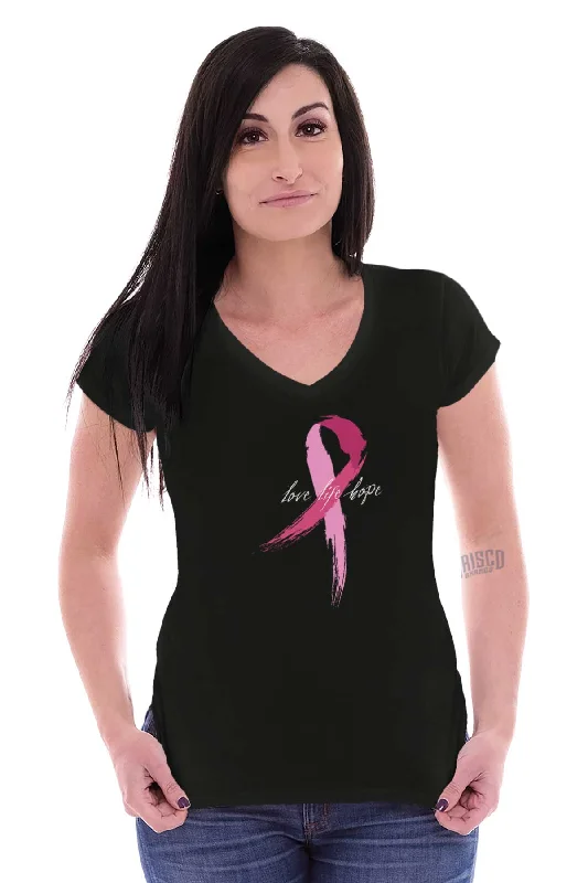 Breast Cancer Awareness Junior Fit V-Neck T Shirt