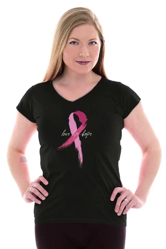 Breast Cancer Awareness Junior Fit V-Neck T Shirt