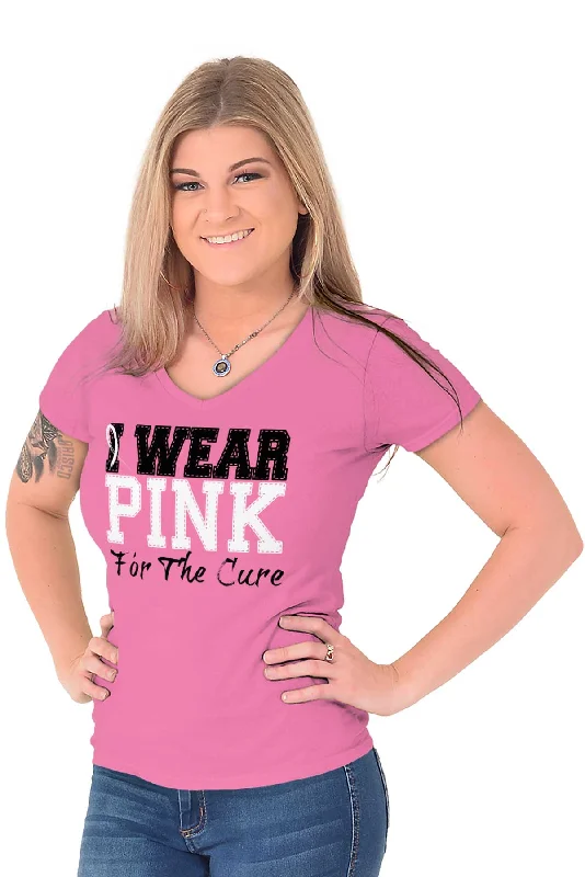 Breast Cancer Awareness Junior Fit V-Neck T Shirt