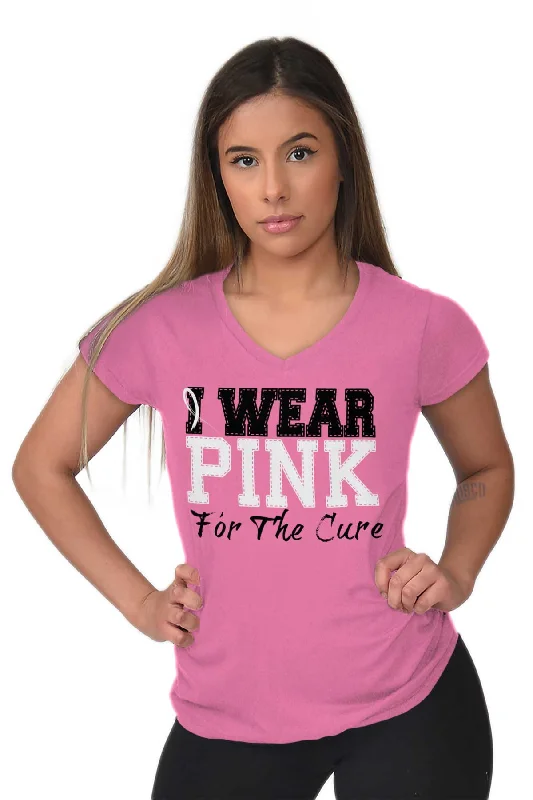 Breast Cancer Awareness Junior Fit V-Neck T Shirt