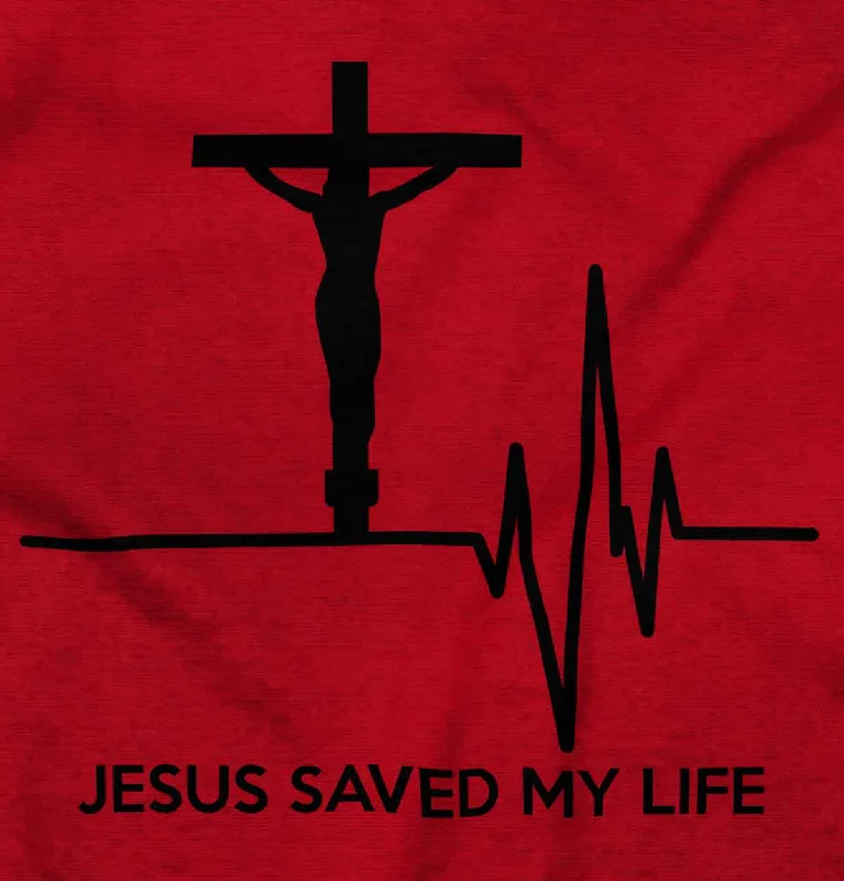 Jesus Saved My Life Junior Fit V-Neck T-Shirt