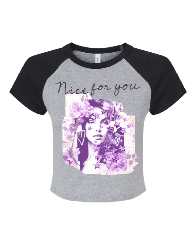 Nice for you Women's Micro Rib Raglan Baby Tee