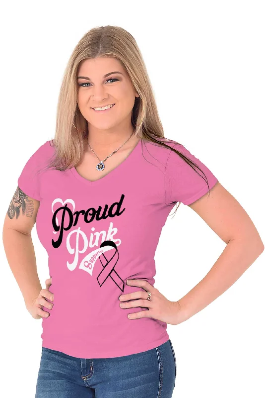 Breast Cancer Awareness Junior Fit V-Neck T Shirt