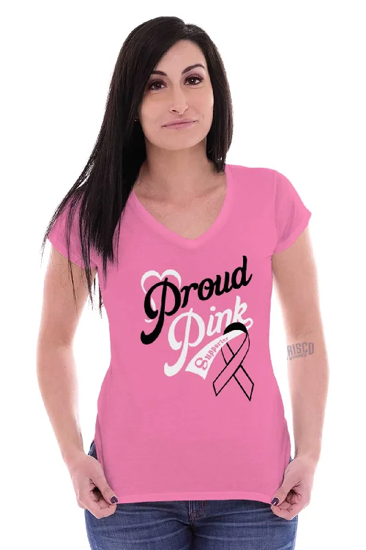 Breast Cancer Awareness Junior Fit V-Neck T Shirt