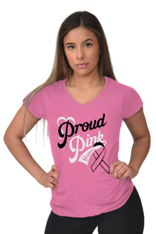 Breast Cancer Awareness Junior Fit V-Neck T Shirt