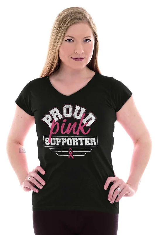 Breast Cancer Awareness Junior Fit V-Neck T Shirt