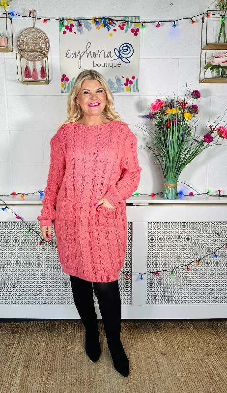 Edinburgh Knitted Dress - Flamingo Pink