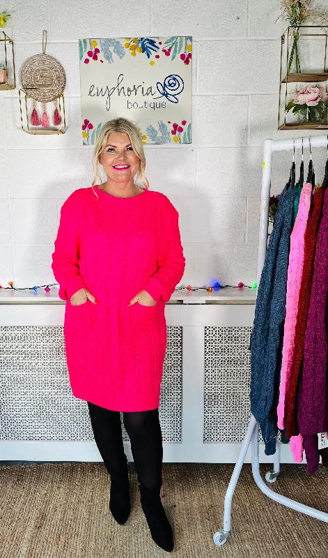 Edinburgh Knitted Dress - Hot Pink