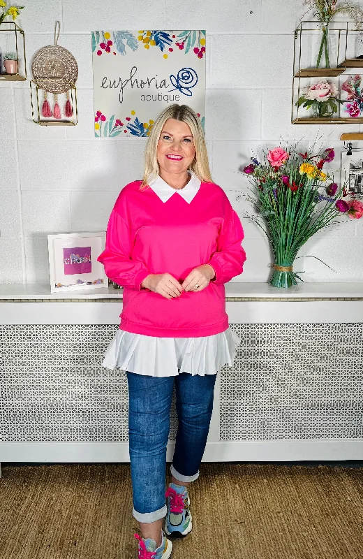 Hadleigh Shirt Jumper - Hot Pink