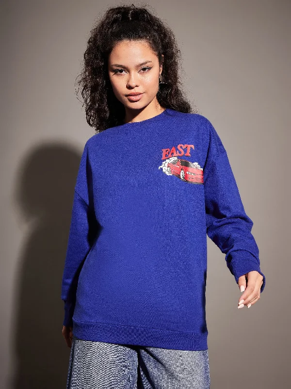 Women Royal Blue GOING NOWHERE Oversized Sweatshirt