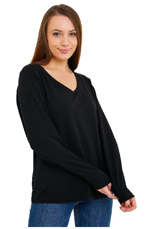 Long Sleeve V-Neck Shirts for Women & Girls - Colorful Pima Cotton